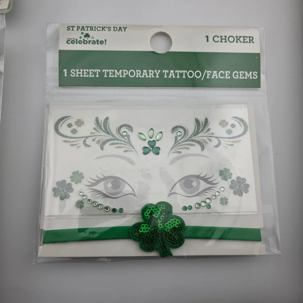 St Patrick's Day Accessory Bundle Headbands Necklaces Tattoos‎ Hair Clips